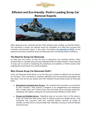 Efficient and Eco-friendly_ Perth's Leading Scrap Car Removal Experts