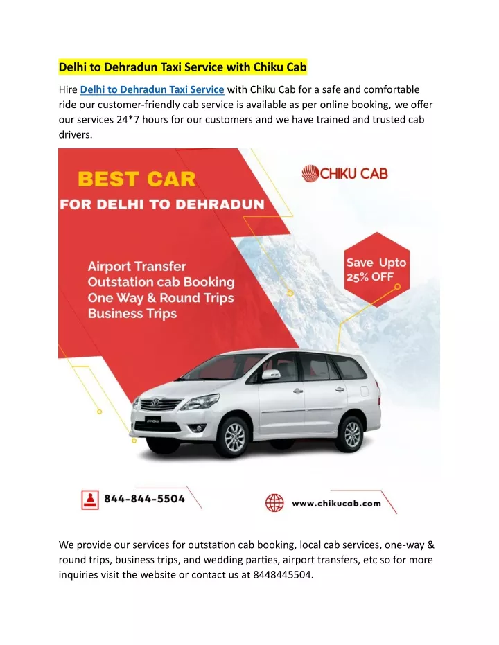 delhi to dehradun taxi service with chiku cab