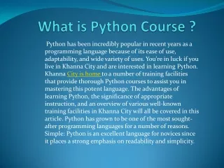 PYTHON COURSE  TRAINING IN KHANNA