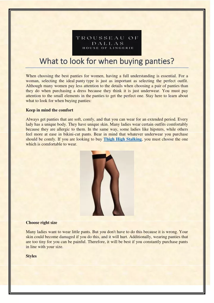 what to look for when buying panties what to look