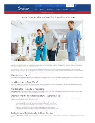 Live-in Care: A Game-Changing Alternative to Traditional Care Services