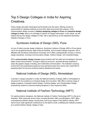 Top 5 Design Colleges in India for Aspiring Creatives