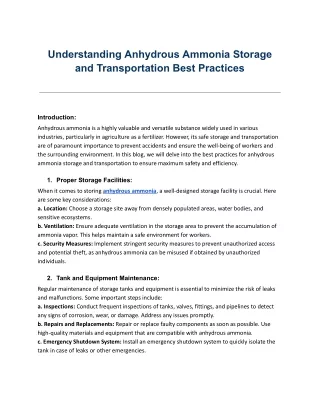 Understanding Anhydrous Ammonia Storage and Transportation Best Practices