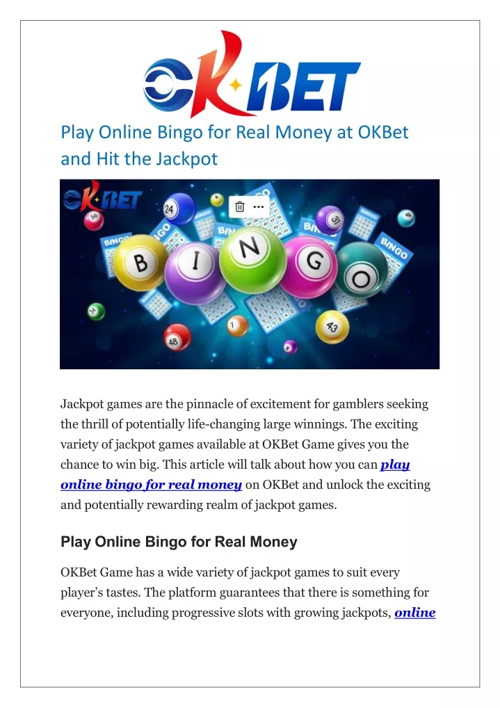 play online bingo for real money at okbet