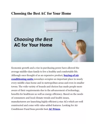 Choosing the Best AC for Your Home