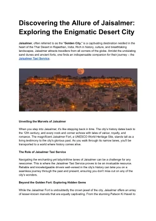 discovering the allure of jaisalmer exploring