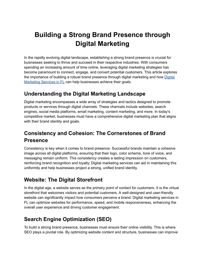building a strong brand presence through digital