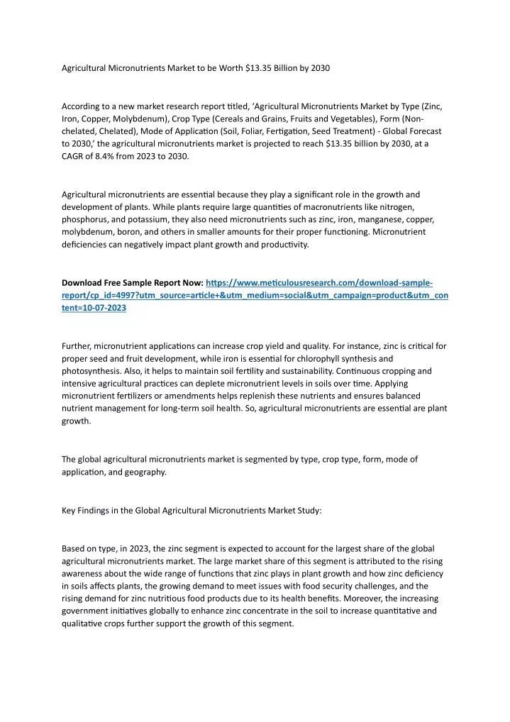 agricultural micronutrients market to be worth