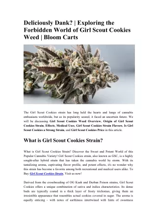 Deliciously Dank - Exploring the Forbidden World of Girl Scout Cookies Weed - Bloom Carts