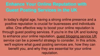 Enhance Your Online Reputation with Guest Posting Services in the UK