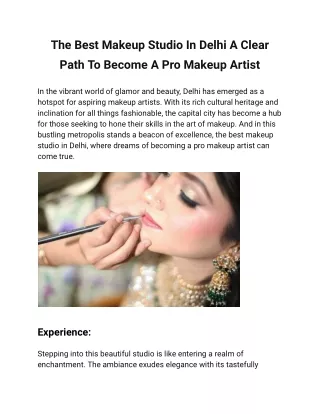 The Best Makeup Studio In Delhi A Clear Path To Become A Pro Makeup Artist