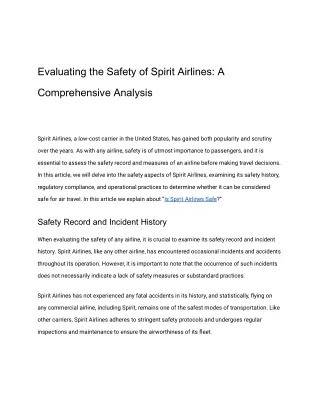 Evaluating the Safety of Spirit Airlines_ A Comprehensive Analysis