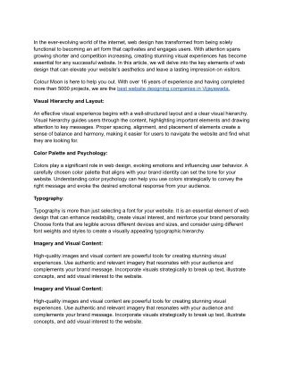 The Art of Web Design_ How to Create Stunning Visual Experiences|colourmoon Tech