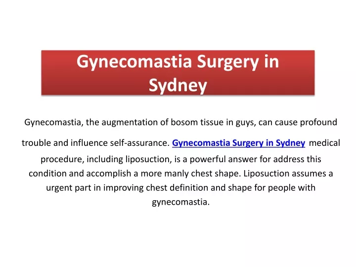 gynecomastia surgery in sydney
