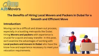 The Benefits of Hiring Local Movers and Packers in Dubai for a Smooth and Efficient Move