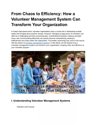 From Chaos to Efficiency_ How a Volunteer Management System Can Transform Your Organization