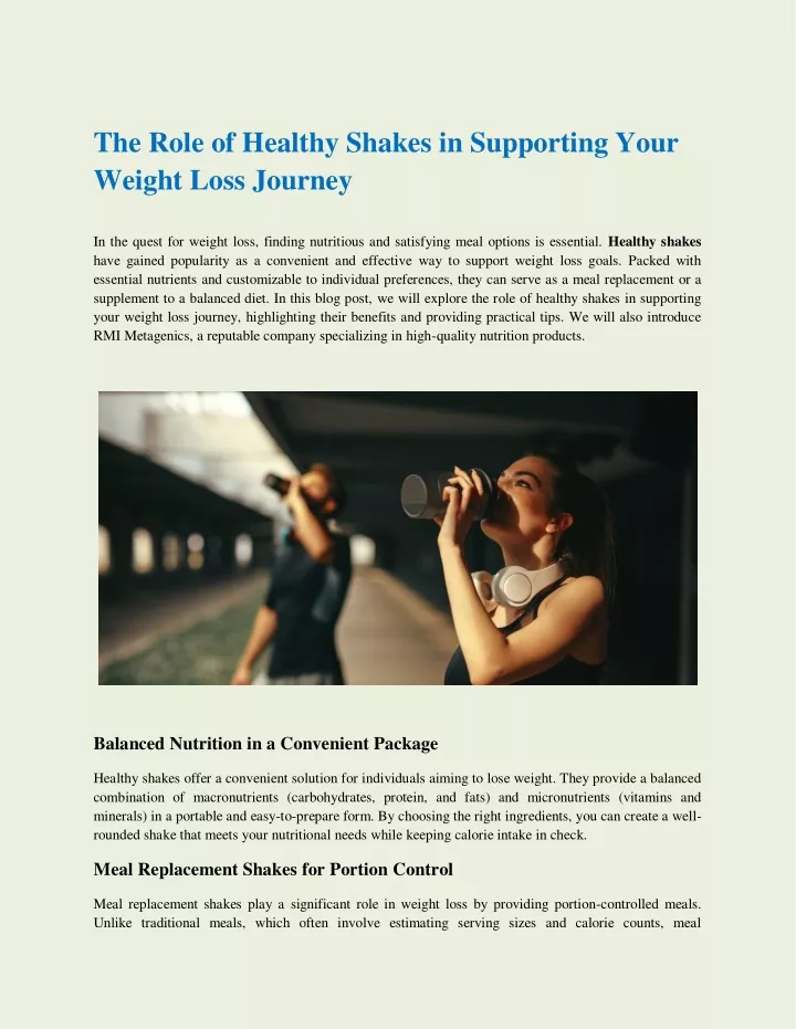 the role of healthy shakes in supporting your