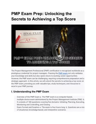 PMP Exam Prep_ Unlocking the Secrets to Achieving a Top Score