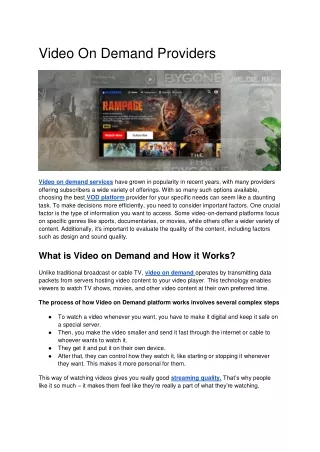 Video On Demand Providers
