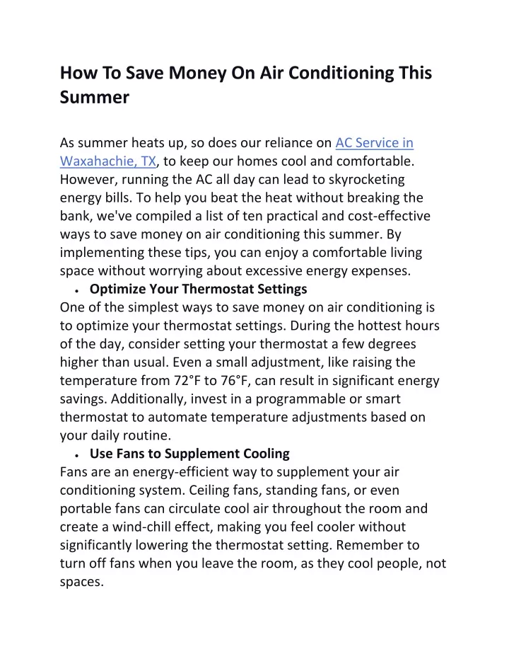 how to save money on air conditioning this summer