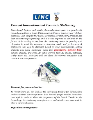 current innovation and trends in stationery