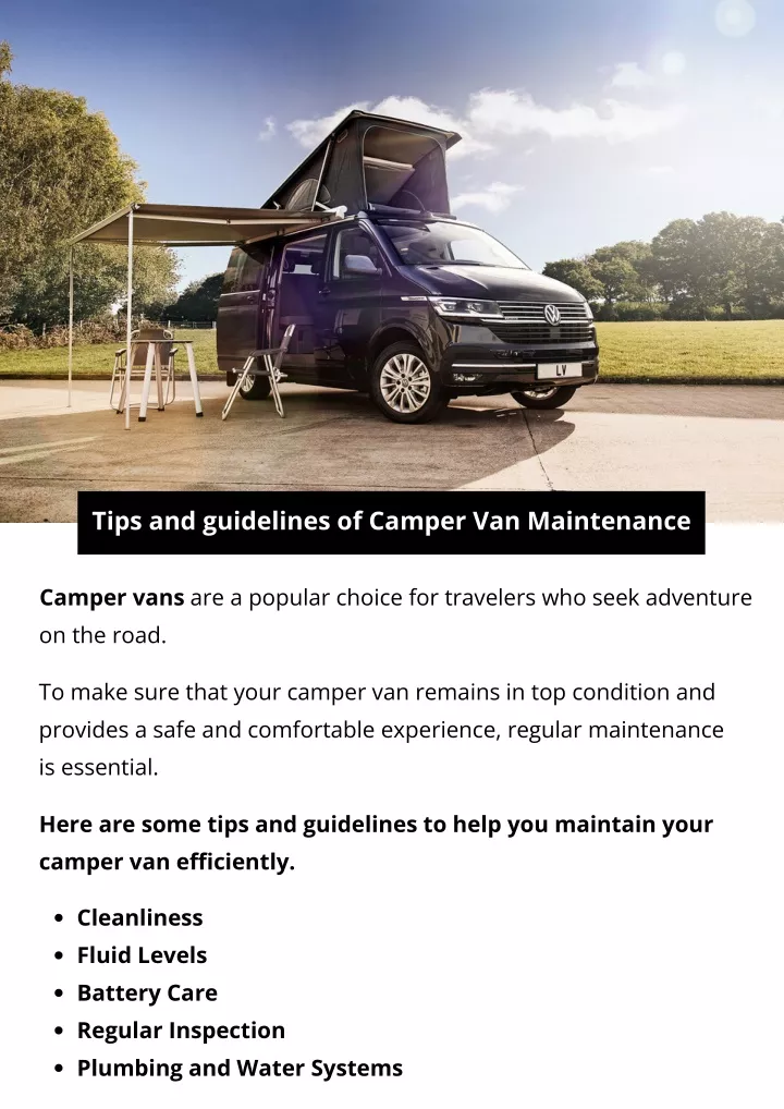 tips and guidelines of camper van maintenance