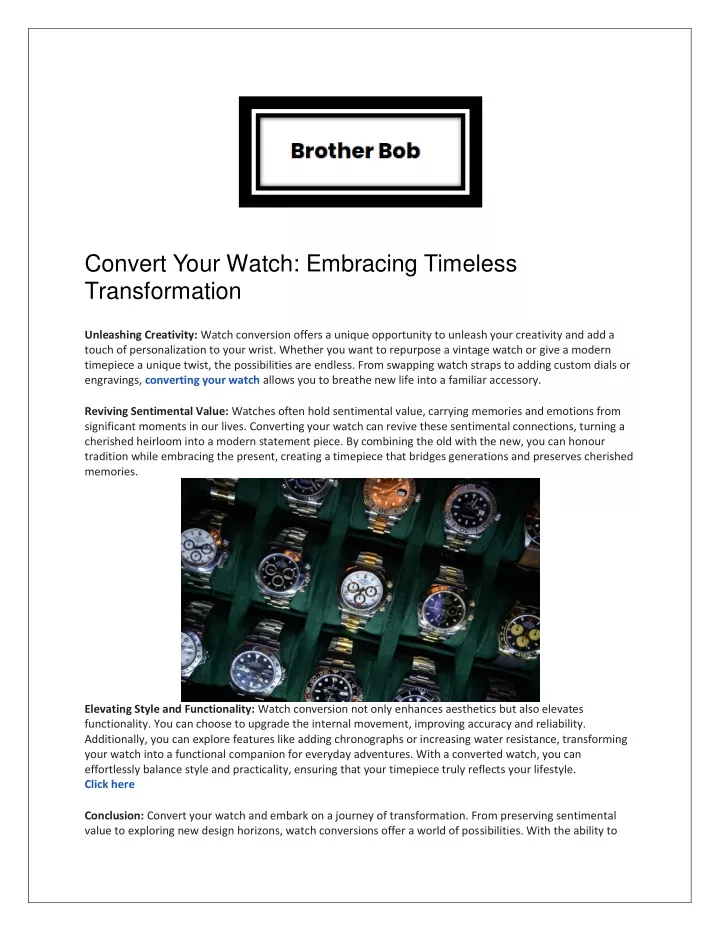 convert your watch embracing timeless