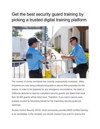 get the best security guard training by picking