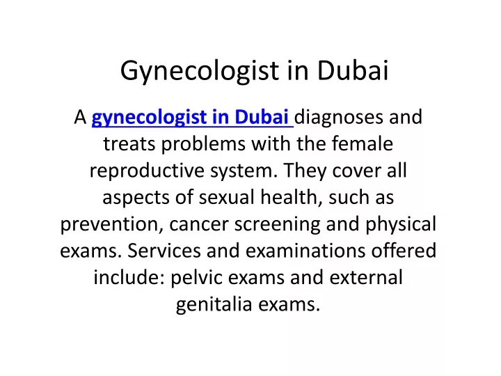 gynecologist in dubai