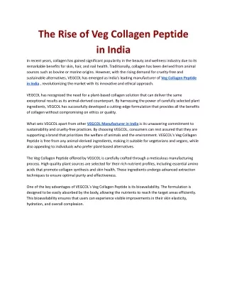 The Rise of Veg Collagen Peptide in India