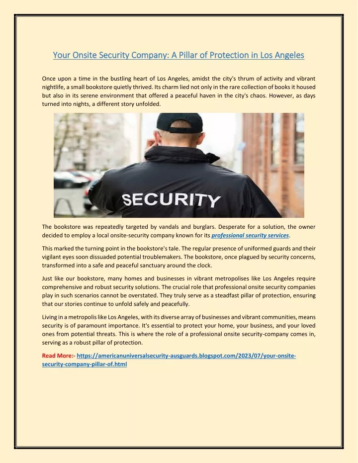 your onsite security company a pillar