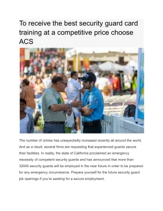 to receive the best security guard card training