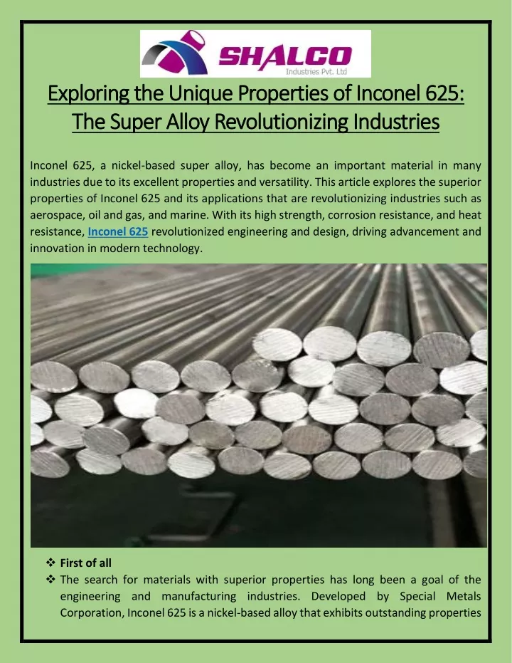 exploring the unique properties of inconel