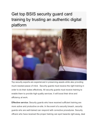 get top bsis security guard card training