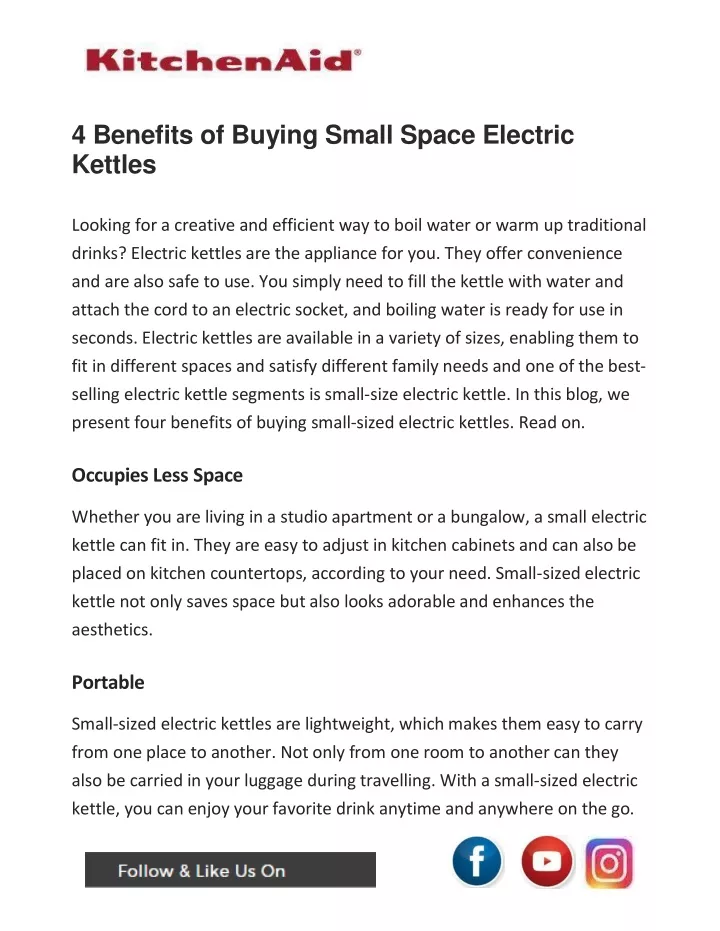 4 benefits of buying small space electric kettles