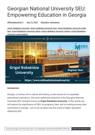 Georgian National University SEU Empowering Education in Georgia