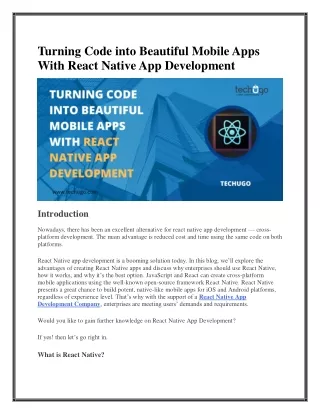 Turning Code into Beautiful Mobile Apps With React Native App Development