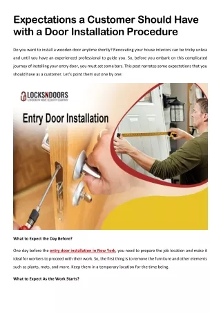 Expectations a Customer Should Have with a Door Installation Procedure