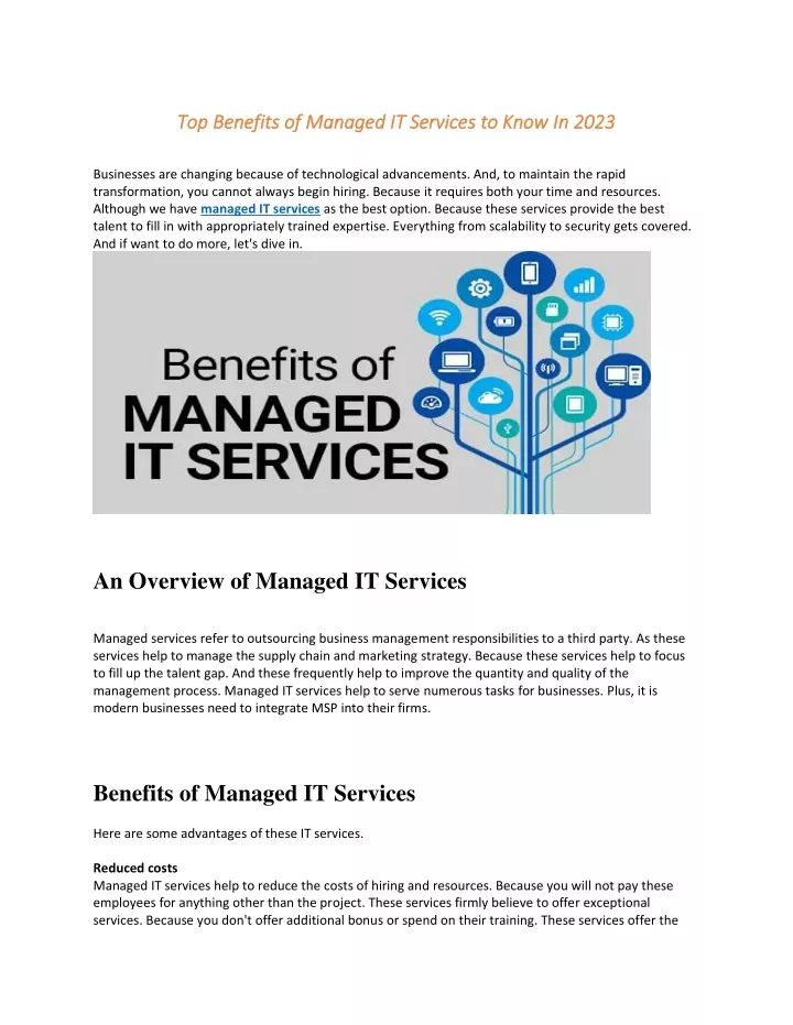 top top benefits of managed it services