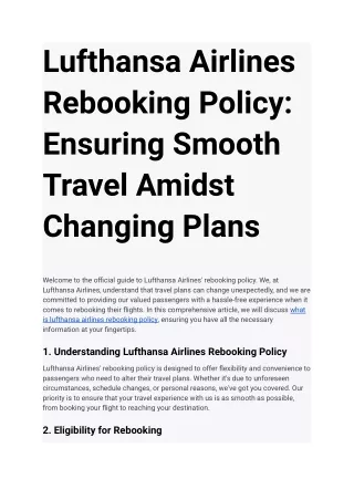 Lufthansa Airlines Rebooking Policy_ Ensuring Smooth Travel Amidst Changing Plans