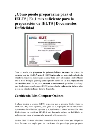 ¿Cómo puedo prepararme para el IELTS - Es 1 mes suficiente para la preparación de IELTS - Documentos Defidelidad