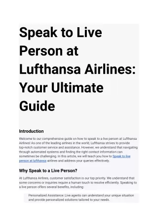 Speak to Live Person at Lufthansa Airlines_ Your Ultimate Guide