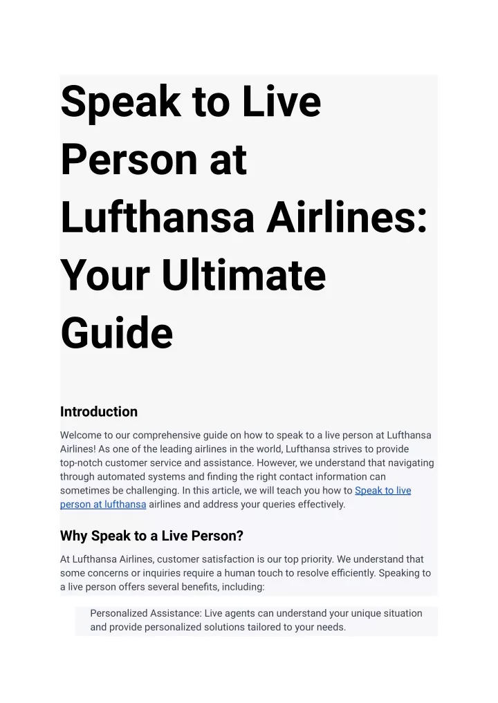 speak to live person at lufthansa airlines your
