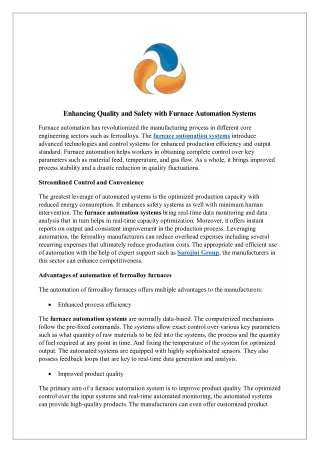enhancing quality and safety with furnace