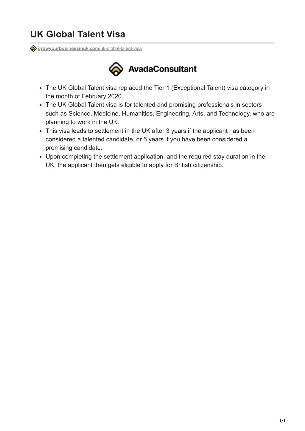 PPT - A brief introduction to the UK Global Talent Visa. PowerPoint ...