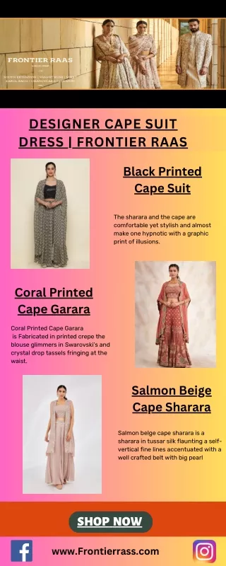 Shop Designer Cape Suit for Women | Frontier Raas