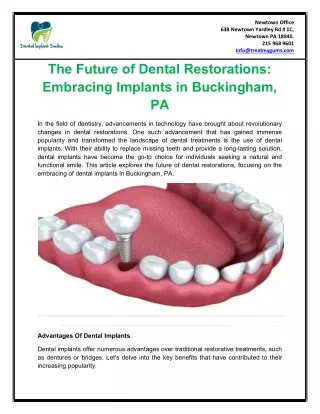 The Future of Dental Restorations Embracing Implants in Buckingham PA