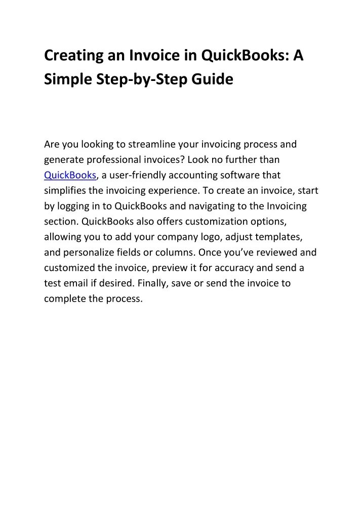 creating an invoice in quickbooks a simple step