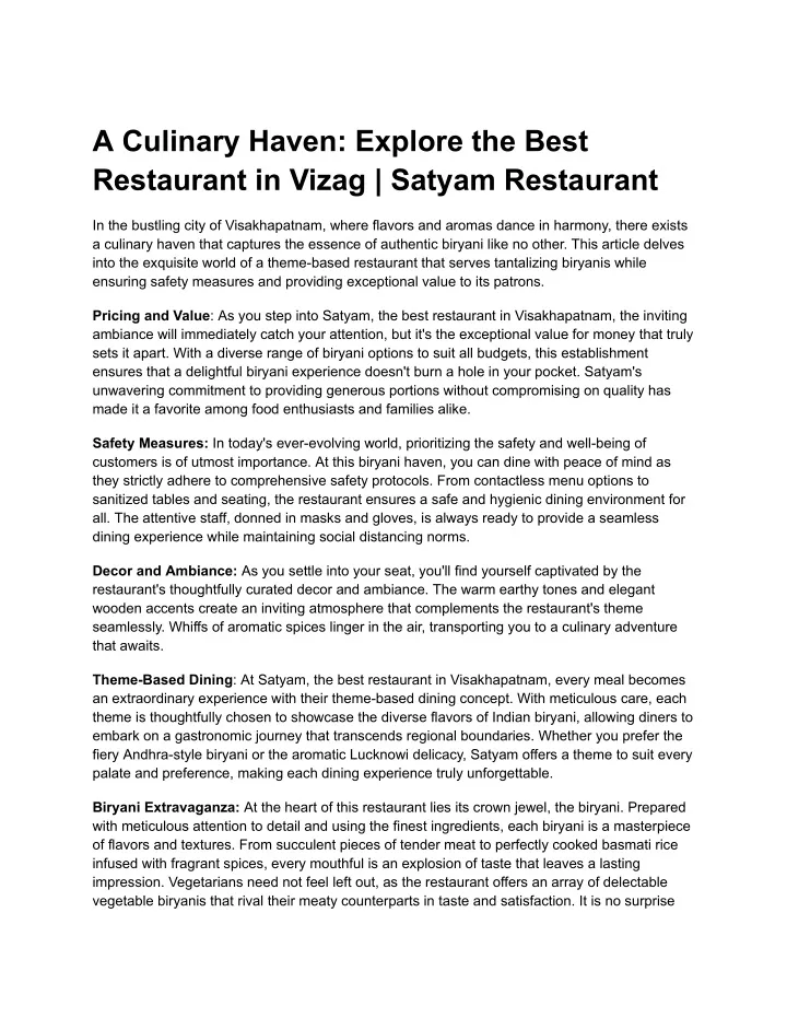 a culinary haven explore the best restaurant