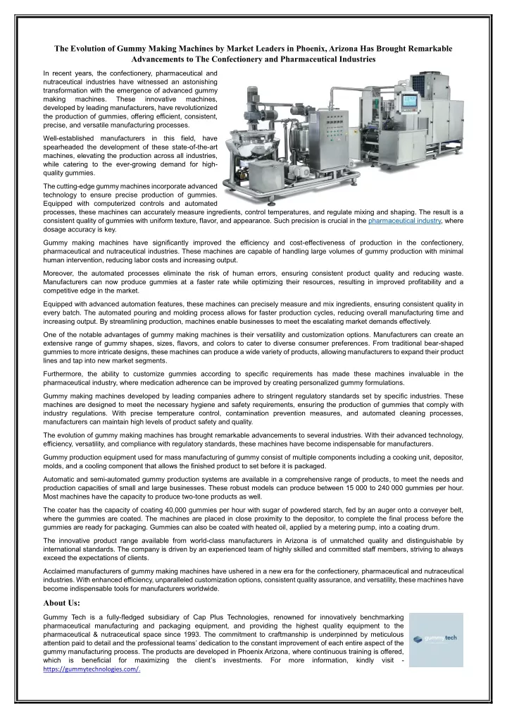 the evolution of gummy making machines by market